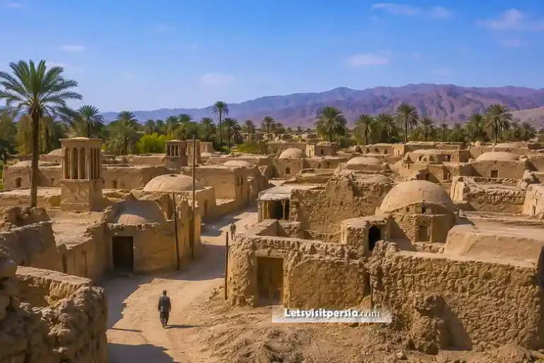 Traditional mud-brick houses and alleyways in Esfahak Village
