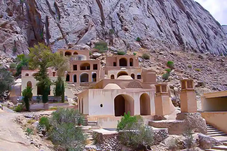 Pir-e Naraki Zoroastrian shrine and surrounding landscape in Yazd, Iran