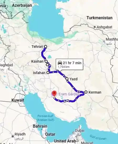 Iran Highlights Tour Map