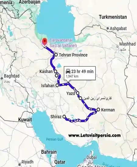 Iran Mysteries Tour Map